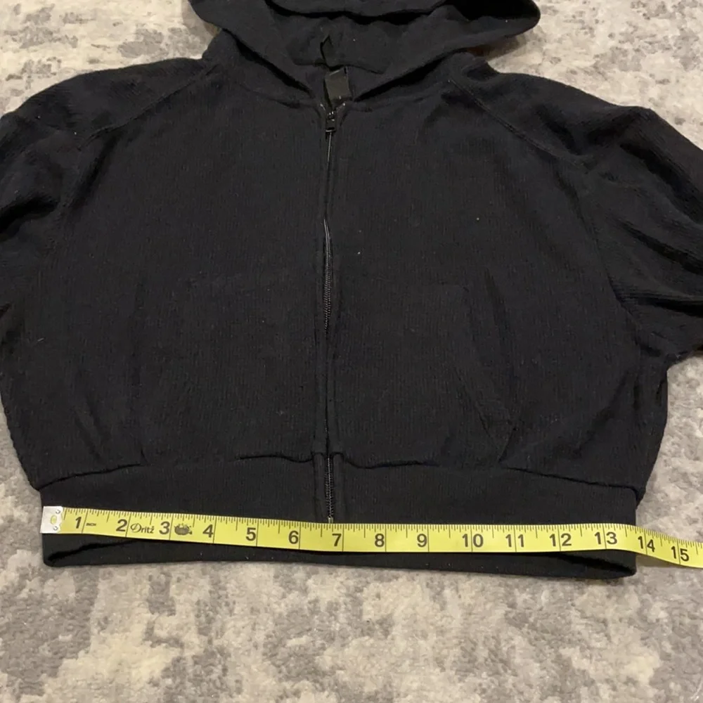 SOLD - NWOT Skims Black Waffle Knit Zip Up Hoodie Sz S - Picture 11 of 16